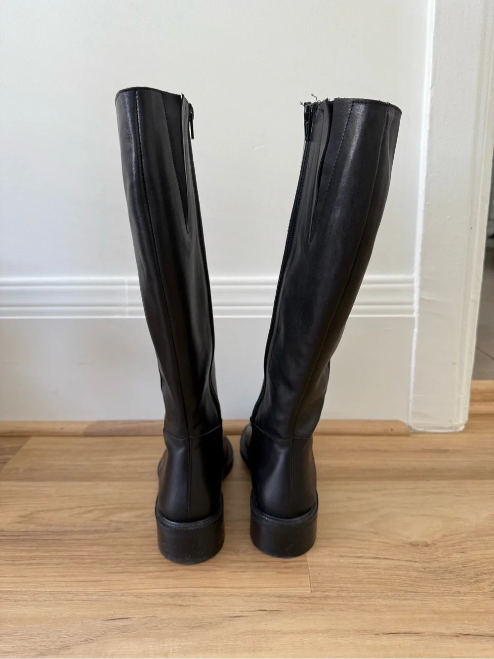 100% Genuine Leather Hush Cooper Riding Knee High Black Boots Size 7